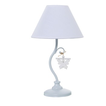 Lampara Sobremesa Metal Blanco- Ø20x34cm, 1xe14 Max40w No Inc