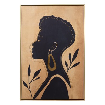 Printed Canvas Figure With Golden Wooden Frame- 80x4x120cm