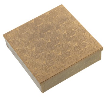 Wooden/golden Metal Box 19x19x6cm