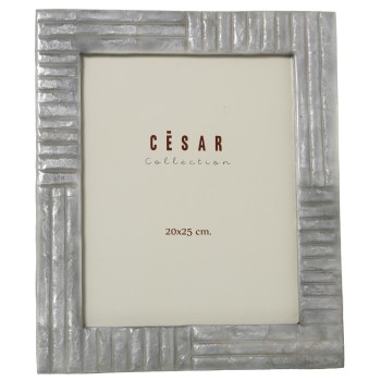 Portafotos Nácar 20x25cm Líneas Gris Ext:27x32x1cm