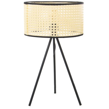 Lámpara Sobremesa Metal Pantalla Mimbre, 1xe27,max.40w Ø30x51cm, Base:19x19x37cm