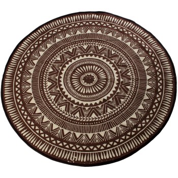 Alfombra Algodón Circular Impresa Marrón Ø120cm