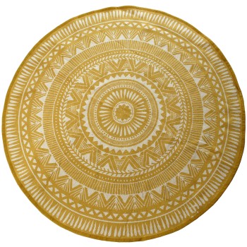 Alfombra Algodón Circular Impresa Amarilla Ø120cm