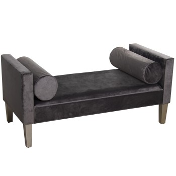 Panca Piedi Letto In Legno E Tessuto Poliestere - Grigio- 113x53x52cm, Alt.asiento:33cm
