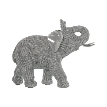 Statuette En Résine - Éléphant - Argenté- 23,5x9,5x19cm