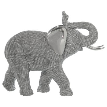 Statuette En Résine - Éléphant - Argenté- 29x10,5x23cm