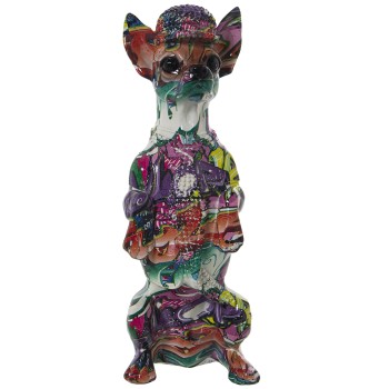 Multicolor Graffiti Resin Dog Figure- 14x11x30cm
