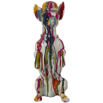 Figura Perro Resina Multicolor Chorros De Pintura 14x11x30cm