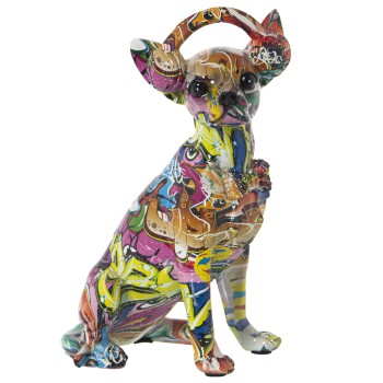Figura Perro Resina Grafiti Multicolor 17x13x26cm