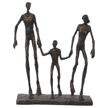 Statuette En Résine - Famille - Doré Vieilli- 26x12x33cm
