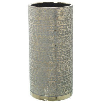 Portaombrelli In Ceramica - Verde E Oro- Ø22x46cm