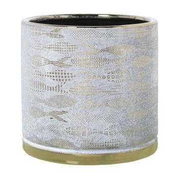 Ceramic Pot White/gold Fish Ø18x18cm