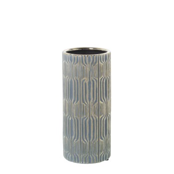 Jarrón Porcelana Gris/oro Ø12x26cm
