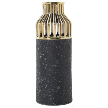 Gold And Dark Grey Ceramic Vase- Ø13x35cm