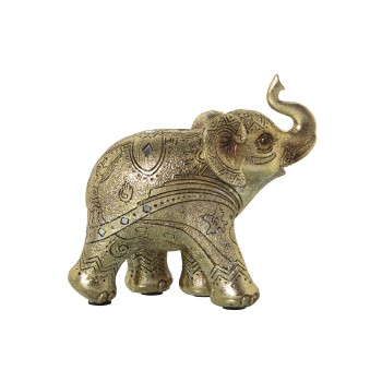 Statuette En Résine - Éléphant - Doré- 17x7x16cm