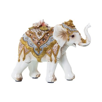 Figura Resina Elefante Blanco/dorado 19x7x15cm