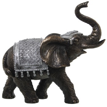 Figura Resina Elefante Plateado 27x12x25cm