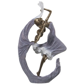 Statuette En Résine - Dame - Blanc Et Doré- 18x8x29cm