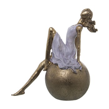 Resin Seated Girl On A Ball Figure- 20x11x22cm