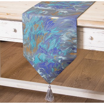 Blue Polyester Table Runner - 30x180cm- 30x180cm