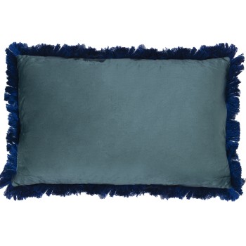 Cojín 45x45cm Terciopelo Azul Flecos Azules C/cremallera 45x45cm