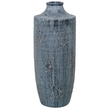 Vaso De Cerâmica Cinza Rústica Ø17x42cm