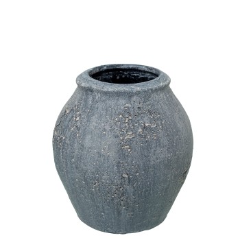 Vase En Céramique Gris Rustique Ø14x15cm