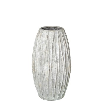 Vaso In Ceramica Grigia Chiara Rustica Ø28x50cm