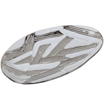 White And Silver Ceramic Centerpiece- 30x16x3cm