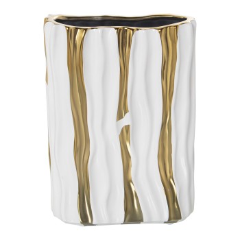 Golden And White Ceramic Vase- 19x8x25cm