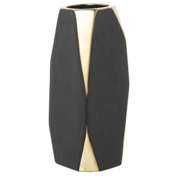 Jarrón Cerámica Dorado/negro Mate 12x12x30cm