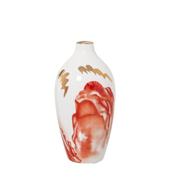 Jarrón Cerámica Blanco/salmón/oro Ø10x20cm