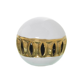 Sfere Traforate In Ceramica - Bianco E Dorato Ø10cm