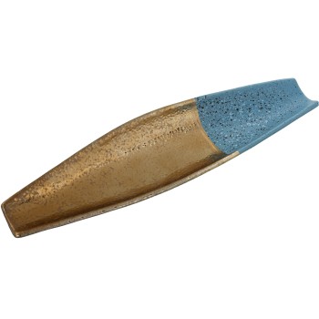 Centre De Table En Céramique - Doré Et Bleu- 50x14x5cm