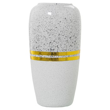 Silver And White Ceramic Vase- Ø15x30cm