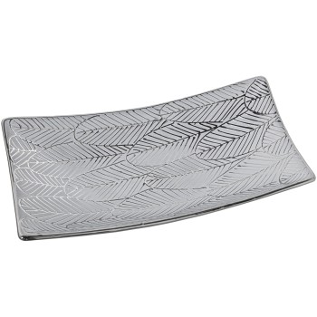 White And Silver Ceramic Rectangular Centerpiece- _40x20x9cm