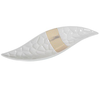 White, Grey And Gold Ceramic Centerpiece- 41x14x6cm