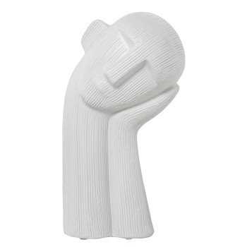 White Ceramic Thinking Face Figure- 16x13x30cm