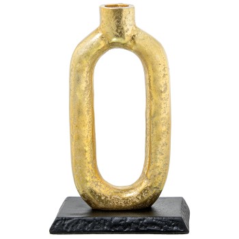 Aluminium Candle Holder Gold/black Base 14x8x22cm