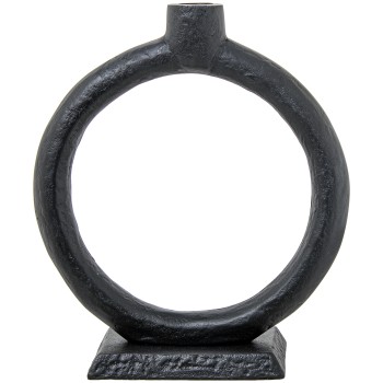 Ring Shape Black Aluminium Candleholder 22x8x24cm