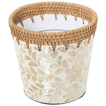 Portavaso In Madreperla/rattan_ø18x14cm