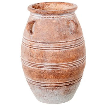 Vaso Rustico In Ceramica Natural E Bianco_ø37x56cm