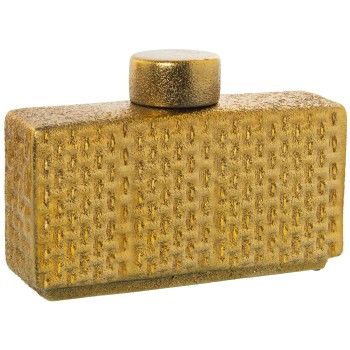 Tibor Cerámica Dorado 32x10x22cm, Tapa: Ø9x5cm