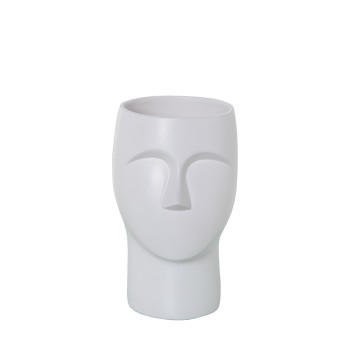 Vaso In Ceramica Faccia Bianco Opaco_13x14x24cm