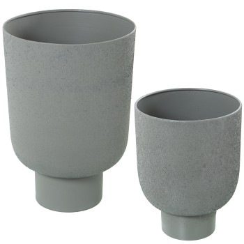 Set 2 Vasos Metal Cinzento_ø28x39+ø23x32cm