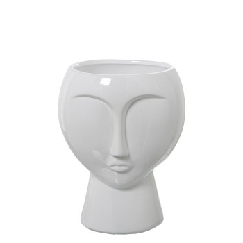 Jarrón Rostro Cerámica Blanco Brillo Ø27x37cm