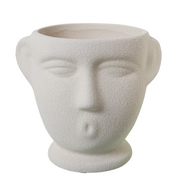 Vaso Faccia In Ceramica Sabbia Beige Ø14x17cm