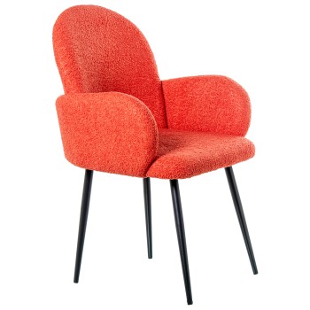 Tile Red Polyester Chair W/black Metal Legs 66x64x89cm Seat Height:48cm