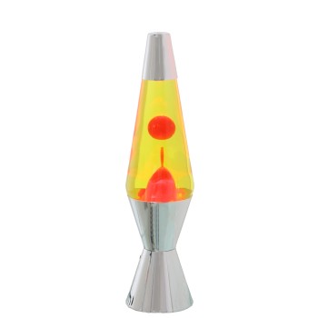 Lampada Lava Metallo Lucido Liquido Rosa/giallo_ø9x37cm