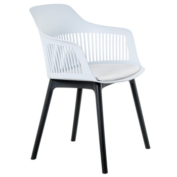White Pp Chair W/pu Cushion 58x54x83cm Seat Height:48cm